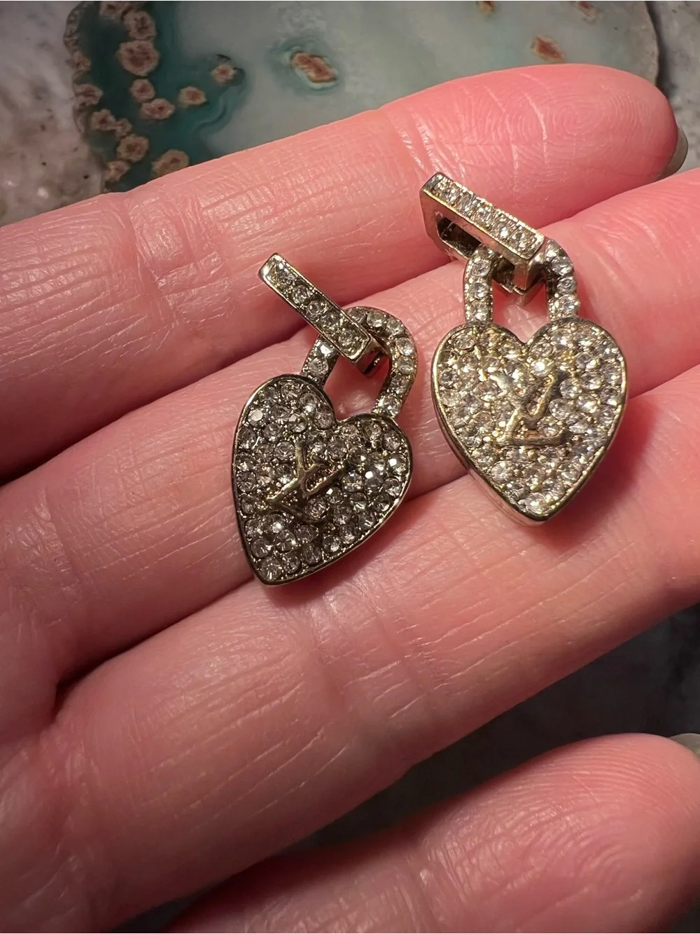 Pavé Heart Lock Drop Earrings NEW